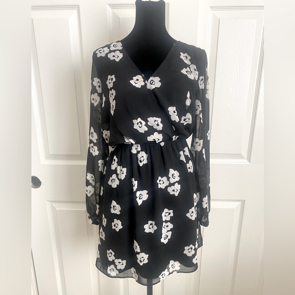 Express Black Floral Dress Size XS